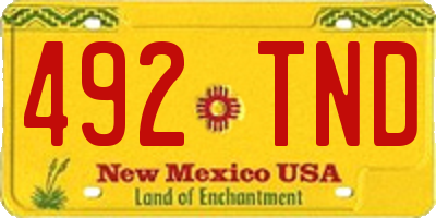 NM license plate 492TND