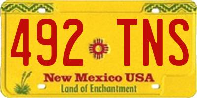 NM license plate 492TNS