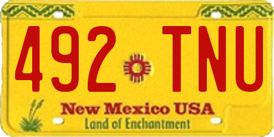 NM license plate 492TNU