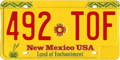 NM license plate 492TOF