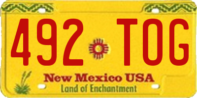 NM license plate 492TOG
