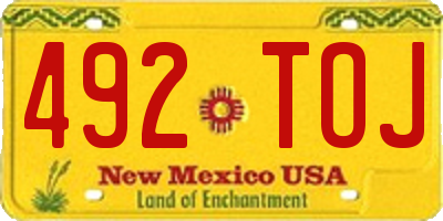 NM license plate 492TOJ