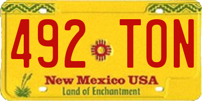 NM license plate 492TON