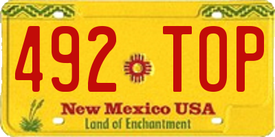 NM license plate 492TOP