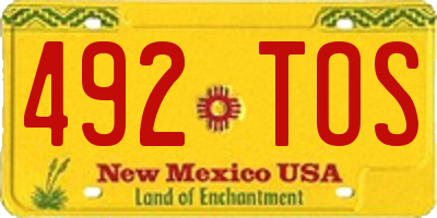 NM license plate 492TOS
