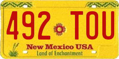 NM license plate 492TOU