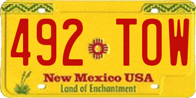 NM license plate 492TOW