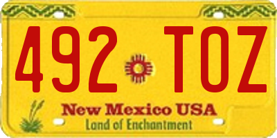 NM license plate 492TOZ