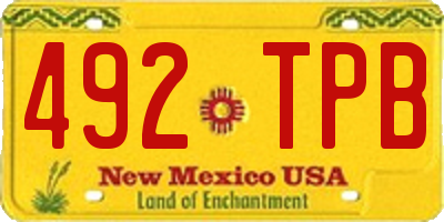 NM license plate 492TPB