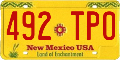 NM license plate 492TPO