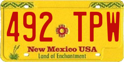 NM license plate 492TPW