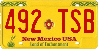 NM license plate 492TSB