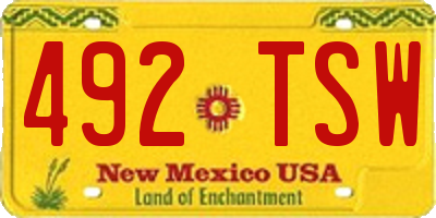NM license plate 492TSW