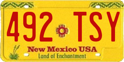 NM license plate 492TSY