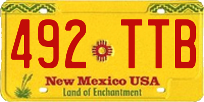 NM license plate 492TTB
