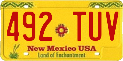 NM license plate 492TUV