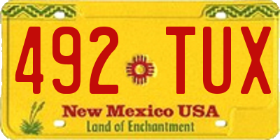 NM license plate 492TUX
