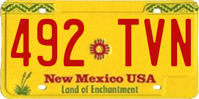NM license plate 492TVN