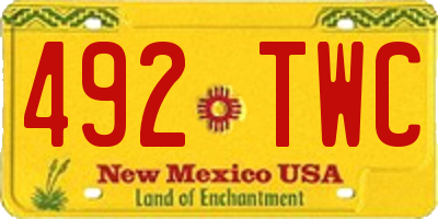 NM license plate 492TWC