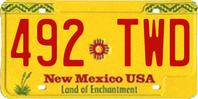 NM license plate 492TWD