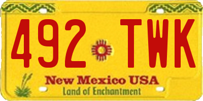 NM license plate 492TWK