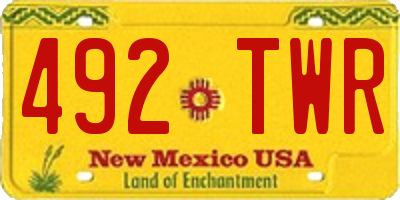 NM license plate 492TWR