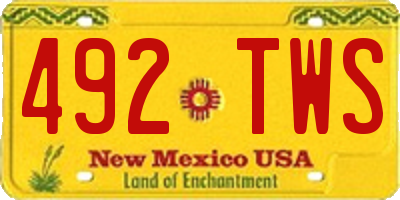 NM license plate 492TWS
