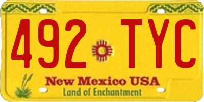 NM license plate 492TYC