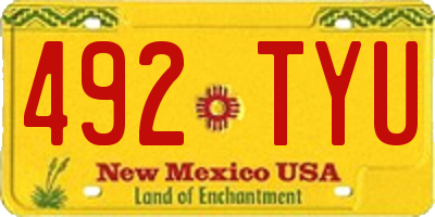 NM license plate 492TYU