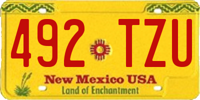 NM license plate 492TZU