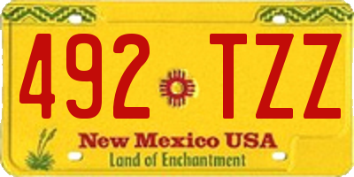 NM license plate 492TZZ