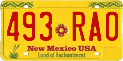 NM license plate 493RAO