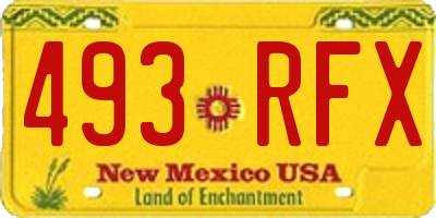 NM license plate 493RFX