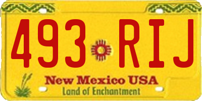 NM license plate 493RIJ