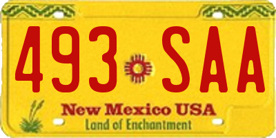 NM license plate 493SAA