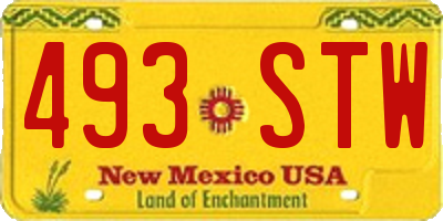 NM license plate 493STW