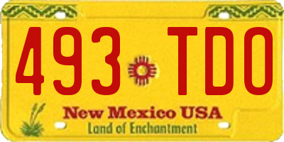 NM license plate 493TDO