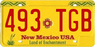 NM license plate 493TGB