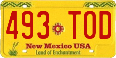 NM license plate 493TOD