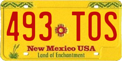NM license plate 493TOS
