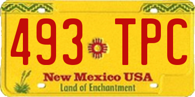 NM license plate 493TPC