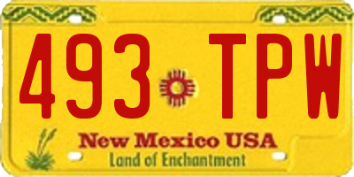 NM license plate 493TPW