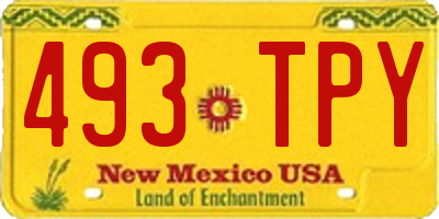 NM license plate 493TPY