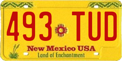 NM license plate 493TUD