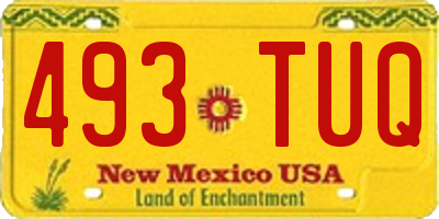 NM license plate 493TUQ