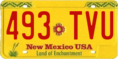 NM license plate 493TVU