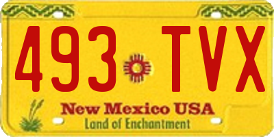 NM license plate 493TVX