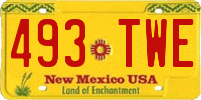 NM license plate 493TWE