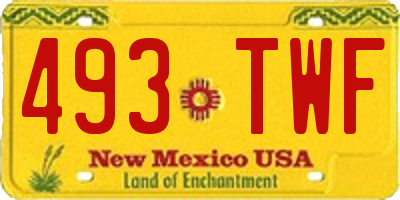 NM license plate 493TWF