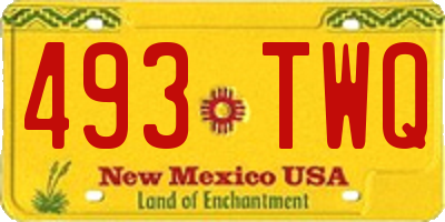 NM license plate 493TWQ